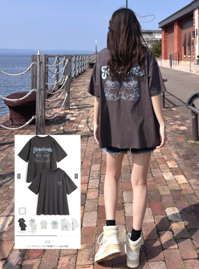 バックラビットロゴ刺繍Tシャツ