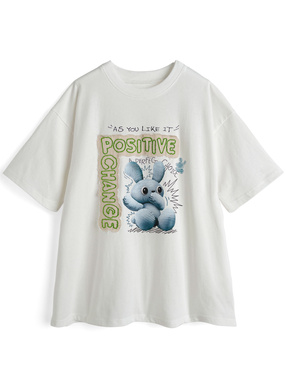 ラビットプリントロゴアップリケTシャツ