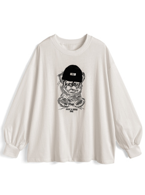 くま刺繍ロンT
