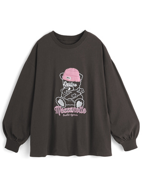 くま刺繍ロンT