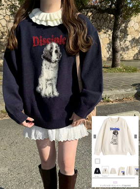 ドッグジャガードニットトップス