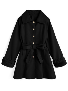 ファー・リボンベルト付きアソートボタンコート