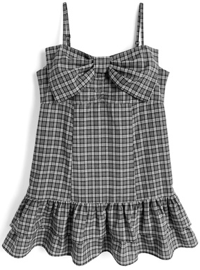 チェック柄ビッグリボンキャミソールワンピース