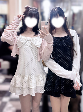 ドット柄ビッグリボンキャミソールワンピース