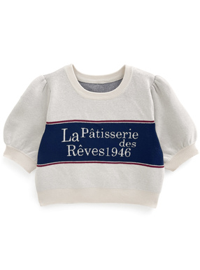 ロゴショート丈ニットトップス