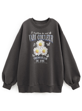 フラワープリントスウェットトップス