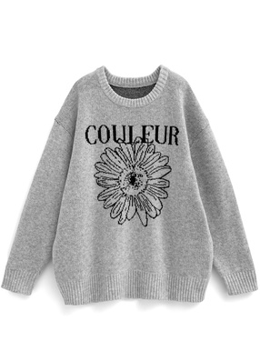 フラワーロゴオーバーサイズニットトップス