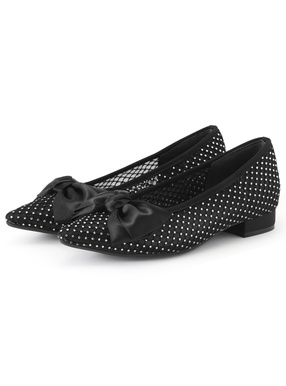 メッシュストーンリボンパンプス