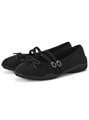 ダブルストラップリボンフラットシューズ