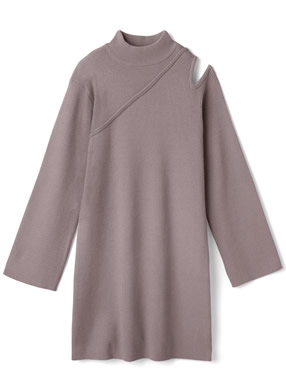 ショルダーカットニットワンピース