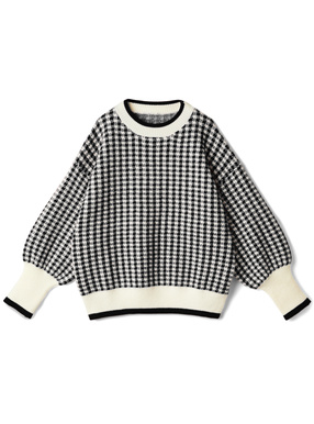 チェック柄ニットトップス