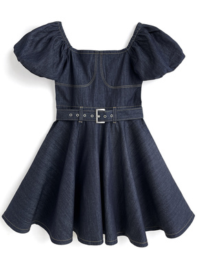 ベルト付きデニムミニワンピース