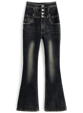 ハイウエストフレアデニムパンツ