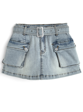 ベルト付きカーゴデニムキュロット