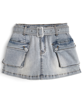 ベルト付きカーゴデニムキュロット