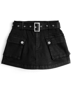 ベルト付きカーゴデニムキュロット