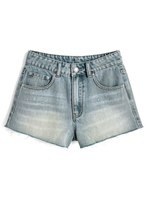 フリンジデニムショートパンツ