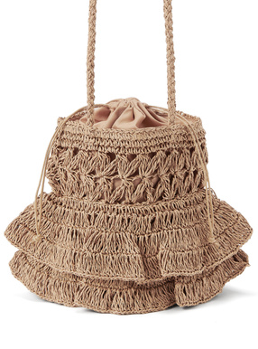 ペーパーダブルフリルショルダー巾着バッグ