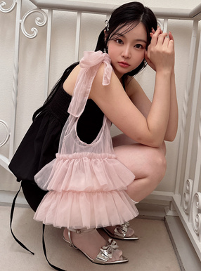 ダブルフリルリボンストラップチュールバッグ