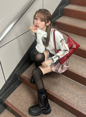 リボンレザーショルダーバッグ