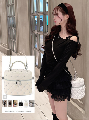 2Wayキルティングスエードバニティバッグ