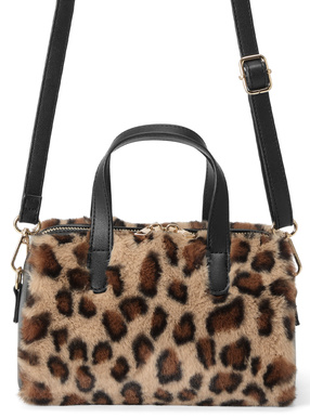 2Wayレオパード柄ファーボストンバッグ