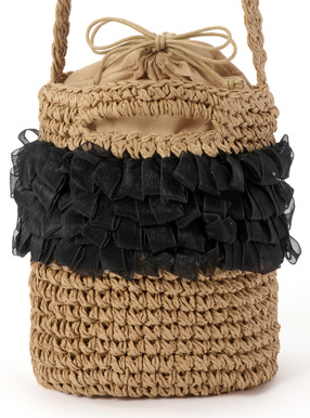 リボンフリルペーパー巾着ショルダーバッグ