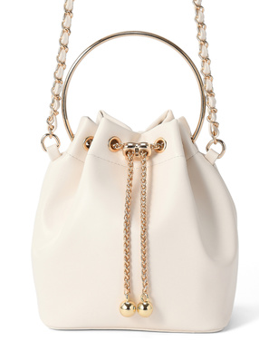 ゴールドリングハンドルチェーンショルダー巾着バッグ