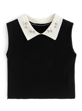 ノースリーブパールニットトップス