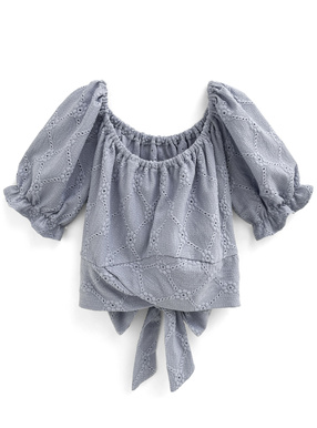 袖2Wayバックリボンレースブラウス