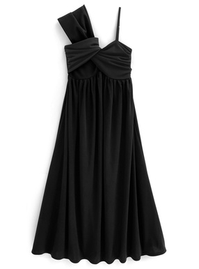 アシンメトリーフレアロングワンピース