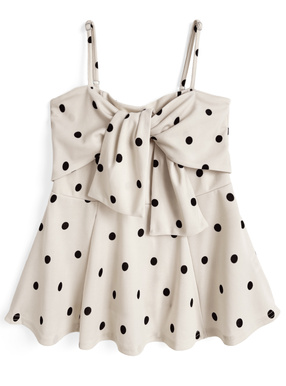 リボンデザインドット柄キャミソールトップス