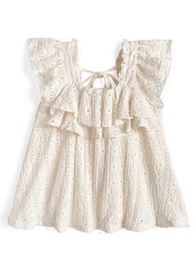 フラワーレース刺繍フリルブラウス