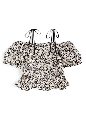 2Way花柄シャーリングブラウス