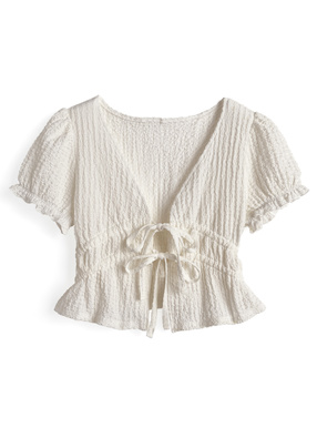 ダブルリボンショート丈トップス