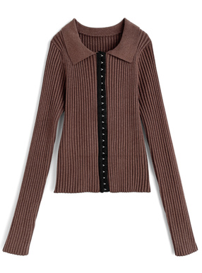 ホックデザインニットトップス