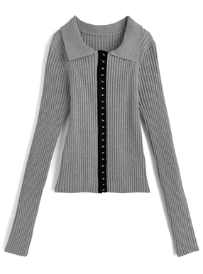 ホックデザインニットトップス