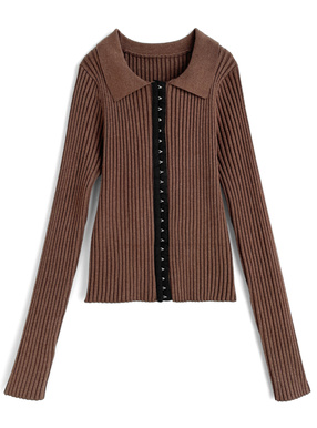 ホックデザインニットトップス