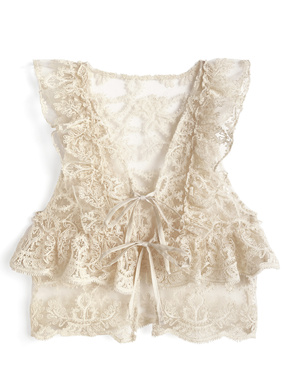 チュール刺繍スカラップフリルベスト