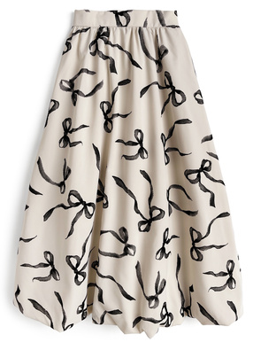 フロッキーリボン柄バルーンスカート