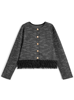 ツイードオーガンジーフリルカーディガン