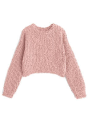 シャギーショート丈ニットトップス