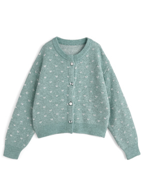 ハート柄アソートボタンカーディガン