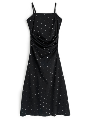 ドット柄ドレープキャミソールワンピース