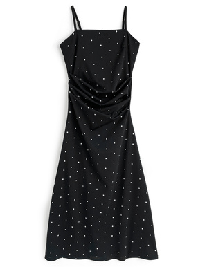 ドット柄ドレープキャミソールワンピース