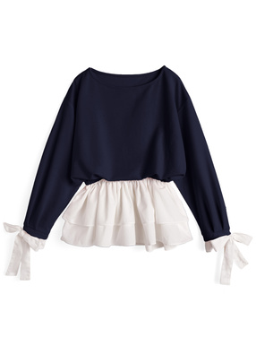 リボン付きフリルドッキングトップス