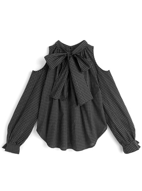 2Wayチェック柄オープンショルダートップス