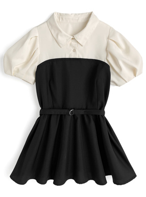 ベルト付きシャツドッキングチュニック