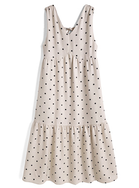 ドット柄ノースリーブロングワンピース