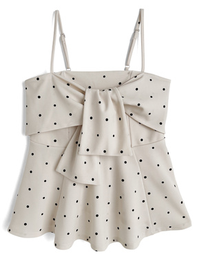 ドット柄リボンデザインキャミソールトップス